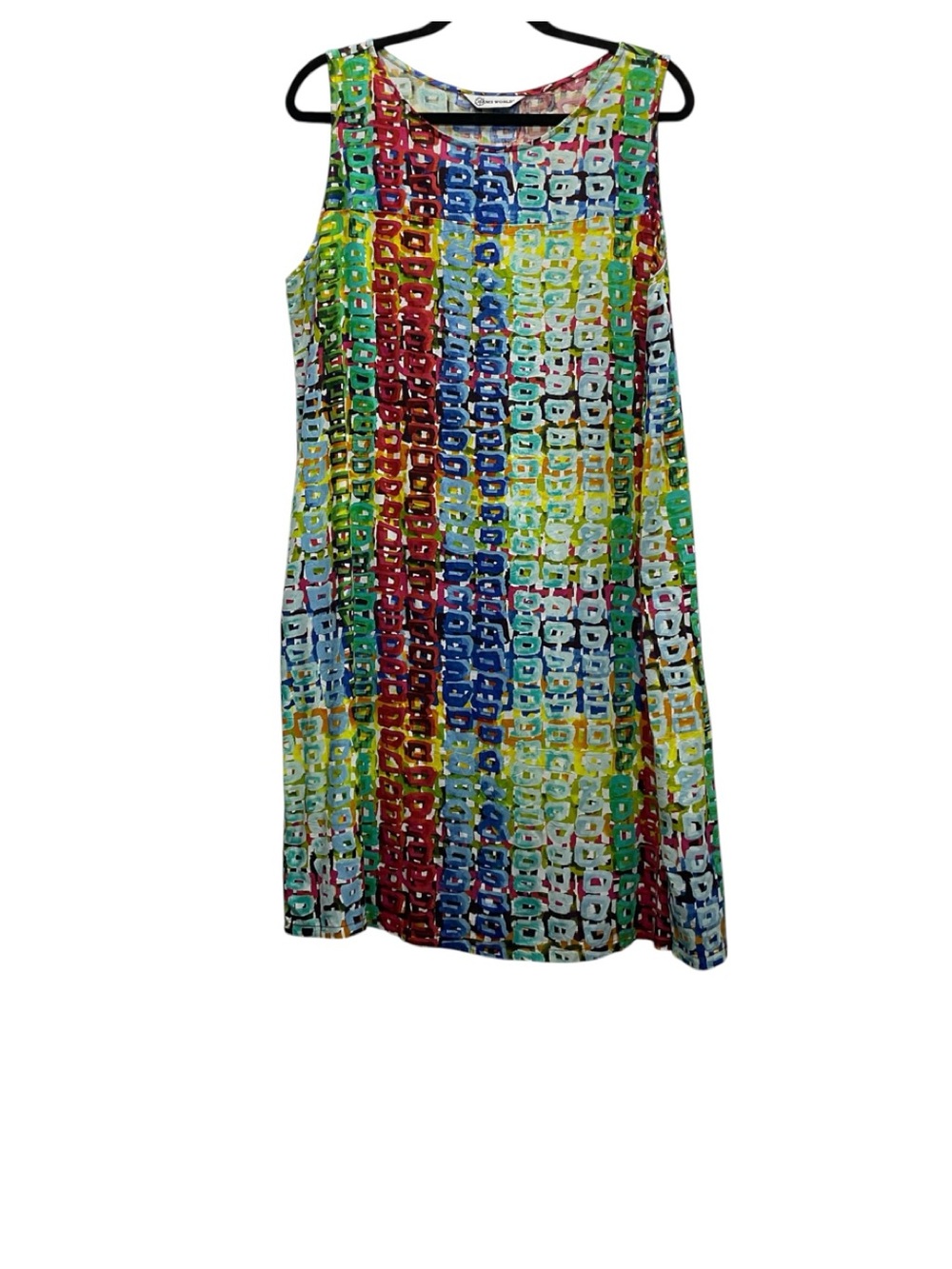 Jams World sleeveless shift dress multicolor fabric pattern Road Trip Size XL